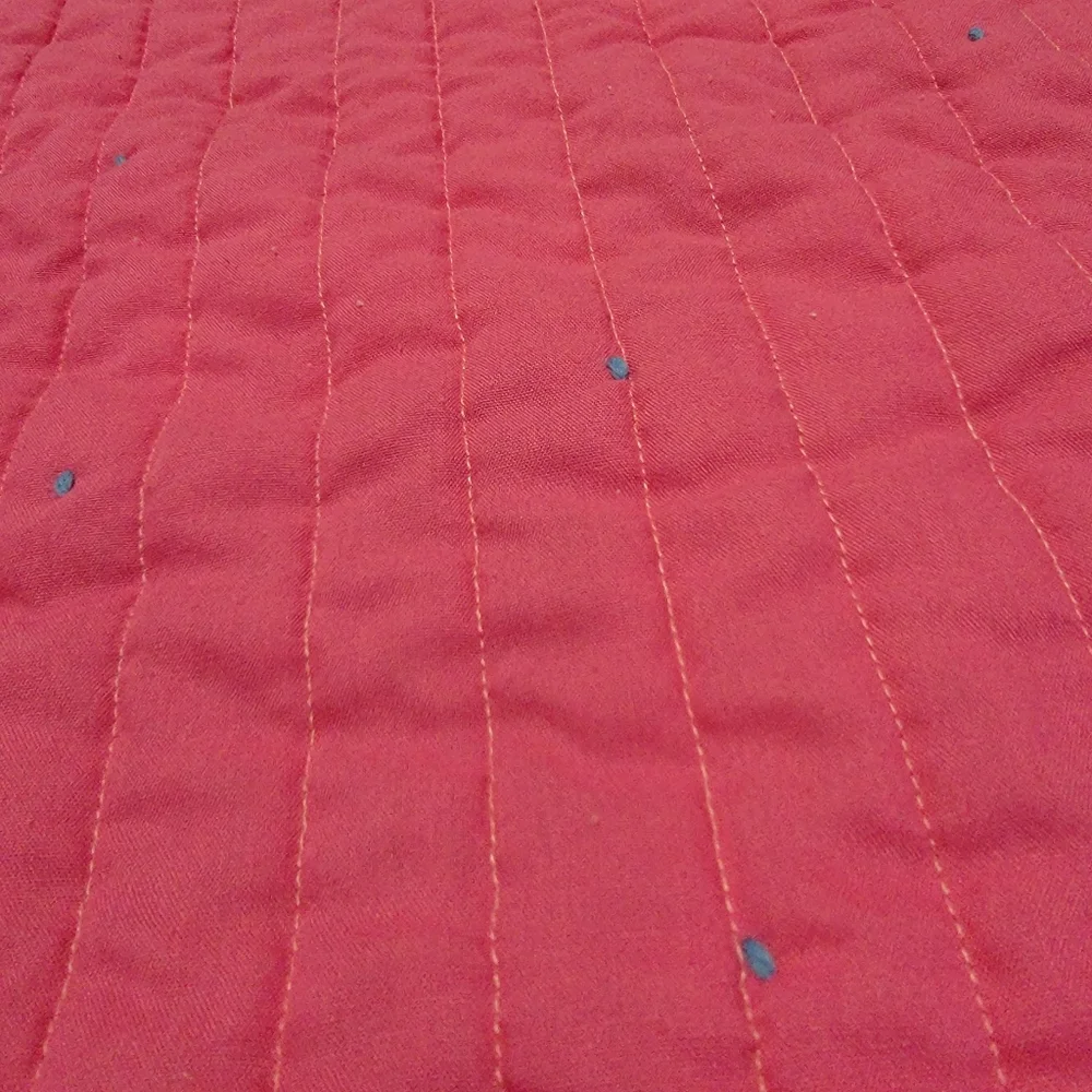 Patchwork Quilt Vintage HandMade Tied Pink Colorful Gingham Hand Applied Binding